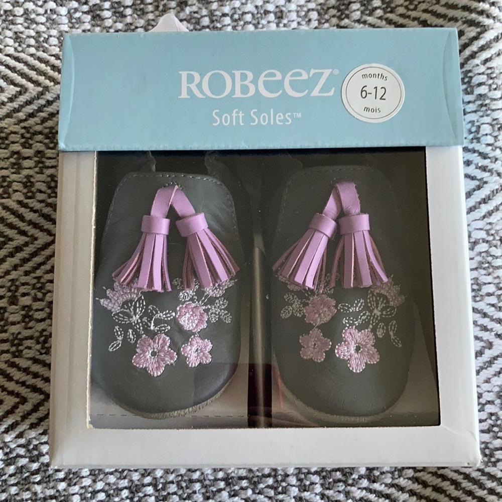 Robeez Gray Wren Soft Soles, Size 6-12M